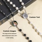 Personalised Rosary Cross Necklace with Heat-Activated Hidden Photo Religious Memorial Gift for Christians