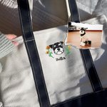 Personalizada Bordado Floral Mascota Cara Foto Impermeable Bolsa Grande con Nombre Accesorios de Viaje Regalo de Cumpleaños para Gato Perro Mamá Mujeres