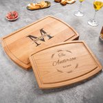 Personalized Engraved Leaf Charcuterie Cutting Board with Name Date and Juice Groove Housewarming Wedding Gift for Family