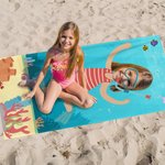 Personalized Cartoon Diving Kid Character Quick Dry Oversized Beach Towel with Face Photo Travel Essentials Summer Vacation Gift for Boys Girls
