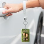 Gepersonaliseerde foto 3D-effect Cartoon acryl sleutelhanger met titel verjaardag Gift voor familie vrienden