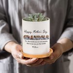Gepersonaliseerd titelframe Foto's 1-12 Namen Keramische Plantenbak met Drainage en Bamboe Basis Verjaardag Moederdag Cadeau voor Mama Oma