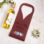 Personalised Wedding PU Leather Wine Bag for Bride with Name and Handle Protective Wine Accessories Engagement Gift for Wine Lovers Couple