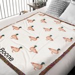 Personalisierte niedliche Stockente weiche Decke mit Namen und Quasten Kinderzimmer Dekoration Geburtstag Baby Dusche Geschenk für neugeborenes Kind