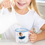 Personalised Cute Cartoon Ballet Girl 12 oz Multicolour Rim Enamel Mug with Name Birthday Christmas Gift for Girls