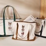 Personalized Embroidered 1-4 Dog Cat Pet Portrait Photos Oxford Tote Bag with Names Birthday Mother's Day Gift for Pet Mom Lover