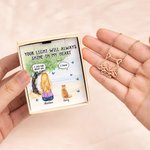 Personalized Line Dog Cat Pet Angel Wings Necklace with Name and Card Memorial Jewelry Sympathy Sentimental Gift for Pet Owners Lovers