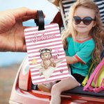 Personlig söt liten björn pilot akvarell bagagetagg med namn resetillbehör födelsedag julklapp för pojkar flickor