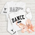 Personalizzato Balletto Hip-Hop Danza Silhouette T-shirt Felpa con cappuccio con nome e nickname Regalo di compleanno per ballerini