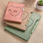 Personalised A Great Teacher Text PU Leather Binder Notebook with Pen School Supplies Teachers' Day Back to School Gift for Teacher