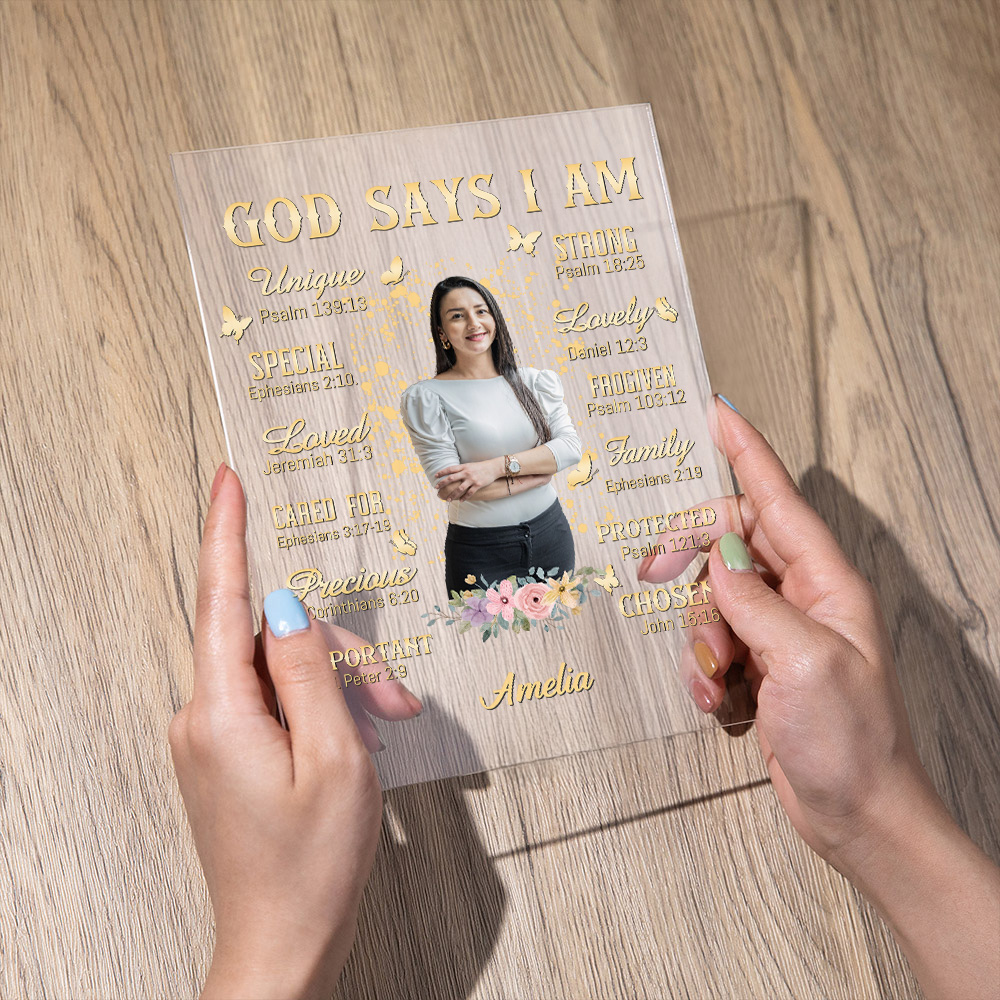 Personalised Butterfly Floral Bible God Says I Am Transparent Acrylic ...