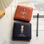Personalized Cartoon Office Character PU Leather Sticky Note Holder with Name and Position Office Supplies Birthday Gift for Colleague Educator