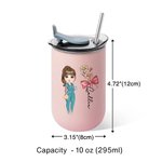 Personalized Cartoon Character Bow Birth Flower 10 oz Insulated Tumbler with Name and Straw Appreciation Birthday Gift for Nurse Doctor Medical Staff