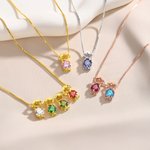 Personalized Cute Boy Girl Outline 1-6 Heart Birthstones Pendant Necklace Dainty Jewelry Gratitude Birthday Anniversary Gift for Women Kids