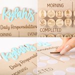 Personalised Name Daily Responsibilities Chore Chart with Hook and Loop and Token Daily Interactive Room Decor Birthday Gift for Kids Parents