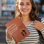 Personalized Grad Cap Initial A5 PU Leather Notebook Cover with Name and Storage Pocket Graduation Gift for Graduates