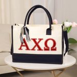Personalisierte Glitter Greek Initial Large Canvas Tote Bag Chapter Party Pride Bid Day Sorority Gift for Sister Friends | Callie × Affinity Licensing