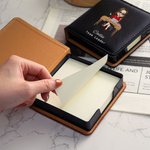Personalized Cartoon Office Character PU Leather Sticky Note Holder with Name and Position Office Supplies Birthday Gift for Colleague Educator
