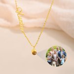 Personalized Photo Projection Nameplate Necklace Dainty Jewelry with Name Birthday Anniversary Gift for Girlfriend Mother Women