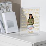 Personalized Butterfly Floral Bible God Says I Am Transparent Acrylic Plaque with Base and Name Birthday Religious Baptism Gift for Christians