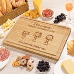 Planche à découper la charcuterie en bambou avec rainure pour le jus et noms Cadeau de fête des mères personnalisé et gravé Dessin au trait du personnage de dessin animé Fsc