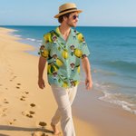 Personalised Hawaiian Style Lemon Theme Face Photo Soft Shirt Beach Party Vacation Birthday Gift for Family Friends Travel Lovers