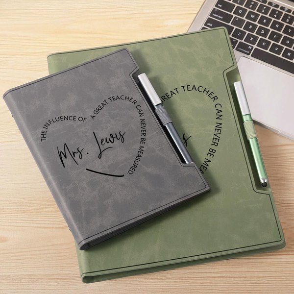 Personalised A Great Teacher Text PU Leather Binder Notebook with Pen School Supplies Teachers' Day Back to School Gift for Teacher