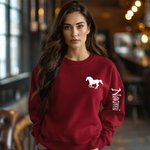 Personalisierte Multicolor Pferd Reiten Muster T-Shirt Sweatshirt Hoodie mit Namen Geburtstag Geschenk für Pferdeliebhaber