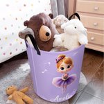 Personalized Cartoon Ballet Girl Large Waterproof Laundry Storage Basket with Name Nursery Decor Birthday Gift for Ballerina Girl Ballet Lovers