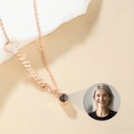 Personalized Photo Projection Nameplate Necklace Dainty Jewelry with Name Birthday Anniversary Gift for Girlfriend Mother Women