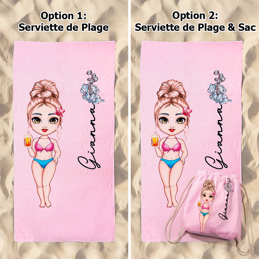 Serviette De Plage Personnalisée Avec Prénom - Microfibre Douce 75x150cm - Idéale Cadeau