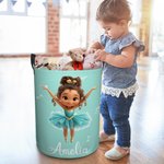 Personalized Cartoon Ballet Girl Large Waterproof Laundry Storage Basket with Name Nursery Decor Birthday Gift for Ballerina Girl Ballet Lovers