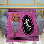 Coperta morbida con nome per la festa dell'insegnante con design a pastelli colorati personalizzati, personaggio dei cartoni animati.