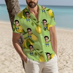 Personalised Hawaiian Style Lemon Theme Face Photo Soft Shirt Beach Party Vacation Birthday Gift for Family Friends Travel Lovers