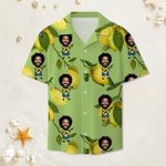 Personalised Hawaiian Style Lemon Theme Face Photo Soft Shirt Beach Party Vacation Birthday Gift for Family Friends Travel Lovers