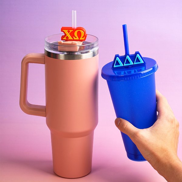 Personalisierte 3D gedruckt Multicolor 2-3 griechische Buchstaben Stroh Topper Getränk Dekoration Party Geburtstag Geschenk für Schwestern | Callie × Affinity Licensing