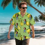 Personalised Hawaiian Style Lemon Theme Face Photo Soft Shirt Beach Party Vacation Birthday Gift for Family Friends Travel Lovers