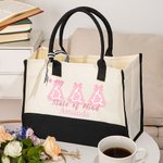 Lazo rosa personalizado Letras griegas Hermandad de mujeres Bolsa de lona grande con nombre Graduación Cumpleaños Regalo para amigas | Callie × Affinity Licensing