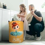Personalized Cartoon Ballet Girl Large Waterproof Laundry Storage Basket with Name Nursery Decor Birthday Gift for Ballerina Girl Ballet Lovers