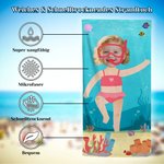 Personalisiertes Cartoon Kindertaucher Strandtuch mit Gesicht Foto Schnelltrocknend Sommer Reise Essentials Geburtstag Geschenk für Jungen Mädchen