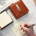 Personalized Cartoon Office Character PU Leather Sticky Note Holder with Name and Position Office Supplies Birthday Gift for Colleague Educator