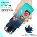 Bouteille de Sport Personnalisée avec Nom Personnage et Fleur de Naissance Bouteille de Grande Capacité Cadeau Anniversaire pour Famille