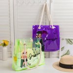 Borsa tote personalizzata impermeabile trasparente neon laser stile Y2K con personaggio cartone animato e nome regalo di compleanno per donne