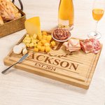 Personalized Laurel Wreath FSC Bamboo Engraved Monogrammed Charcuterie Cutting Board with Juice Groove Housewarming Birthday Gift for Family