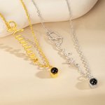 Personalized Photo Projection Nameplate Necklace Dainty Jewelry with Name Birthday Anniversary Gift for Girlfriend Mother Women