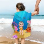 Personalisierter Wal Delphin Meerestiere Badeponcho mit Namen Cartoon Figur Geburtstag Sommer Urlaub Pool Party Geschenk für Jungen Mädchen