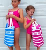 Gepersonaliseerde Streep Duurzame Grote Canvas Tas met Naam Verjaardag Strand Reisaccessoire Cadeau voor Vrienden Familie