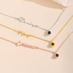 Personalized Photo Projection Nameplate Necklace Dainty Jewelry with Name Birthday Anniversary Gift for Girlfriend Mother Women