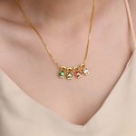 Personalized Cute Boy Girl Outline 1-6 Heart Birthstones Pendant Necklace Dainty Jewelry Gratitude Birthday Anniversary Gift for Women Kids