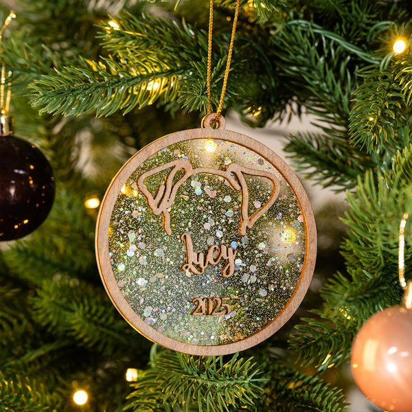 Orejas de perro personalizadas con nombre y año grabados Decoración del árbol de Navidad Regalo de condolencia para dueños de perros